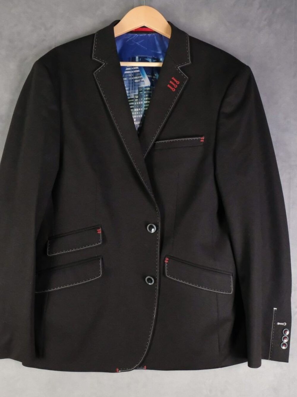 Au Noir Black Blazer 42R Business Jacket Two Button Double Vented